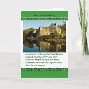 St Patrick's Day, Aunt & Uncle, Poem, Irish Castle Card