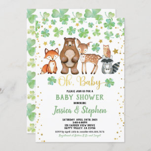 St Patrick's Day Baby Shower Shamrock Animals Invitation