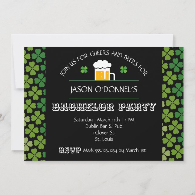 St. Patrick's Day Bachelor Party Invitation (Front)