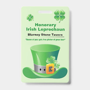St. Patrick's Day Bar Badge ID Badge