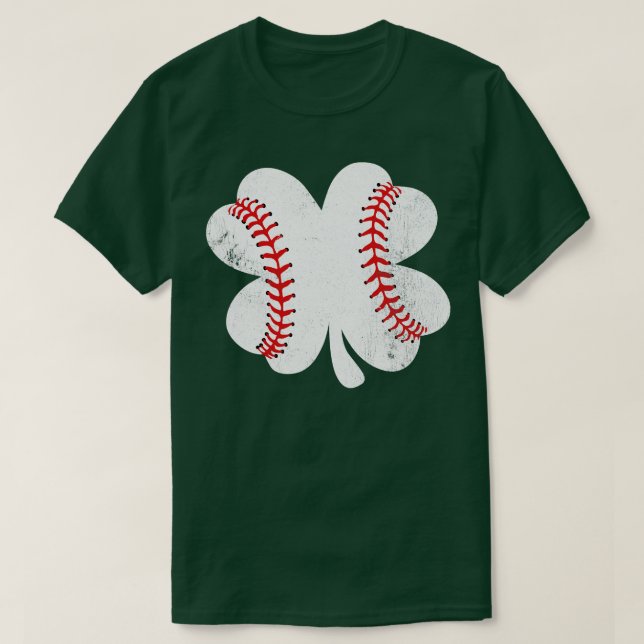 St Patricks Day Baseball in A Clover T-Shirt (Design Front)