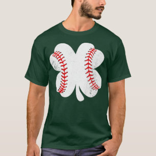 St Patricks Day Baseball in A Clover T-Shirt