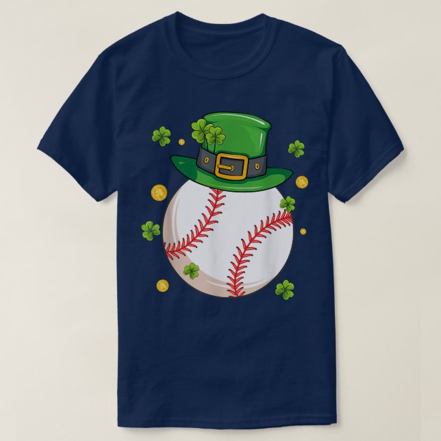 St Patrick's Day Baseball Lovers Lucky Leprechaun  T-Shirt (Design Front)