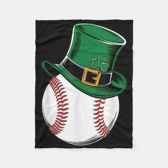 St Patricks Day Baseball Shamrock  Fleece Blanket (Front)