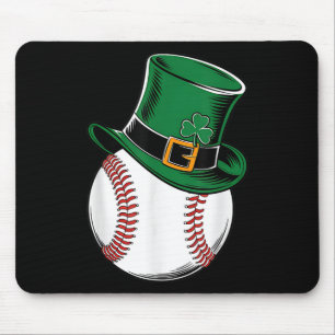 St Patricks Day Baseball Shamrock  Mouse Pad