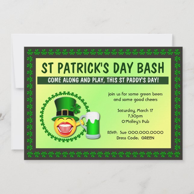 St Patrick's Day Bash Invitation (Front)