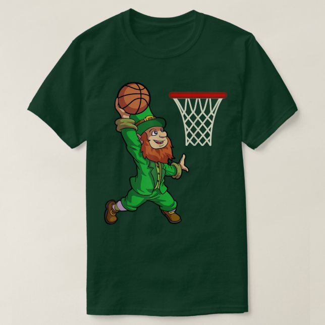 St Patricks Day Basketball Dunk Leprechaun Boys Ki T-Shirt (Design Front)