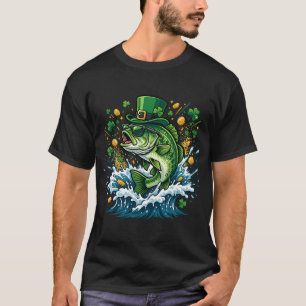 St Patrick's Day Bass Fishing Leprechaun Catch T-Shirt