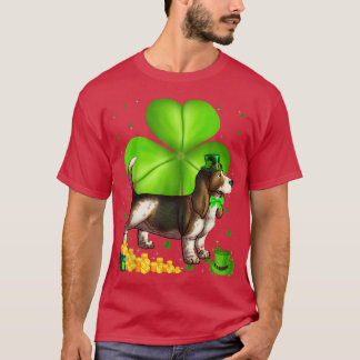 St Patrick's Day Basset Hound Shamrock Pet Lover  T-Shirt
