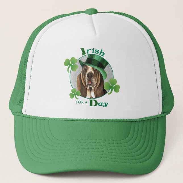 St. Patrick's Day Basset Trucker Hat (Front)