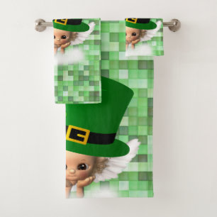 St. Patrick's Day Bathroom Towel Sets Angel