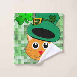 St. Patrick's Day Bathroom Towel Sets Cat