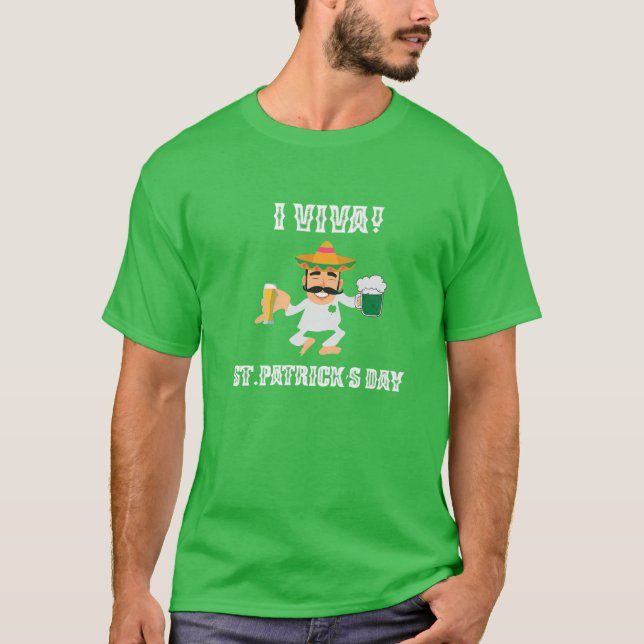 St. Patricks Day Beer Drinking Mexican Leprechaun T-Shirt (Front)