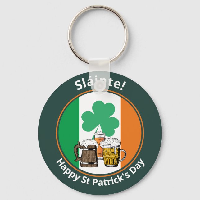 St Patricks Day Beer Key Ring (Front)