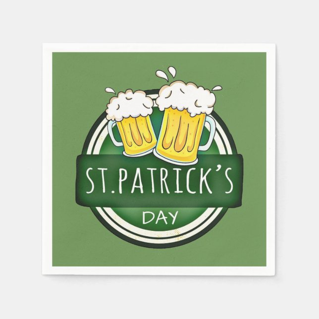 St. Patrick's Day, Beer Mugs, Irish Green Napkin (Front)