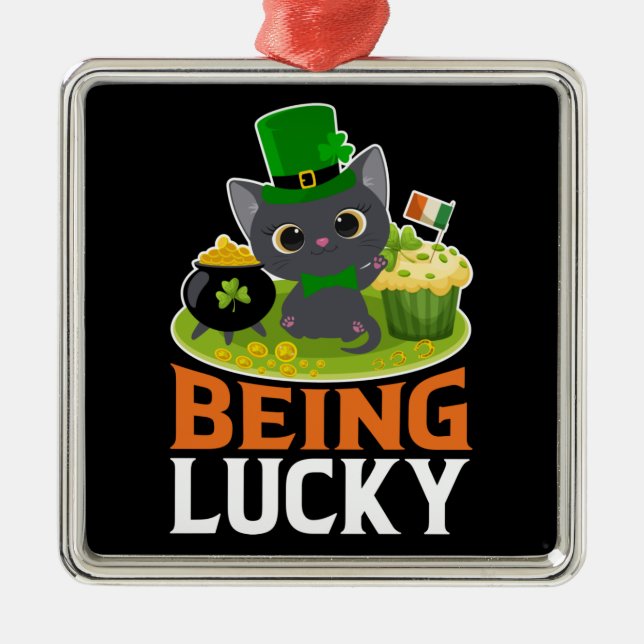 St. Patrick's Day Being Lucky Metal Tree Decoration (Front)