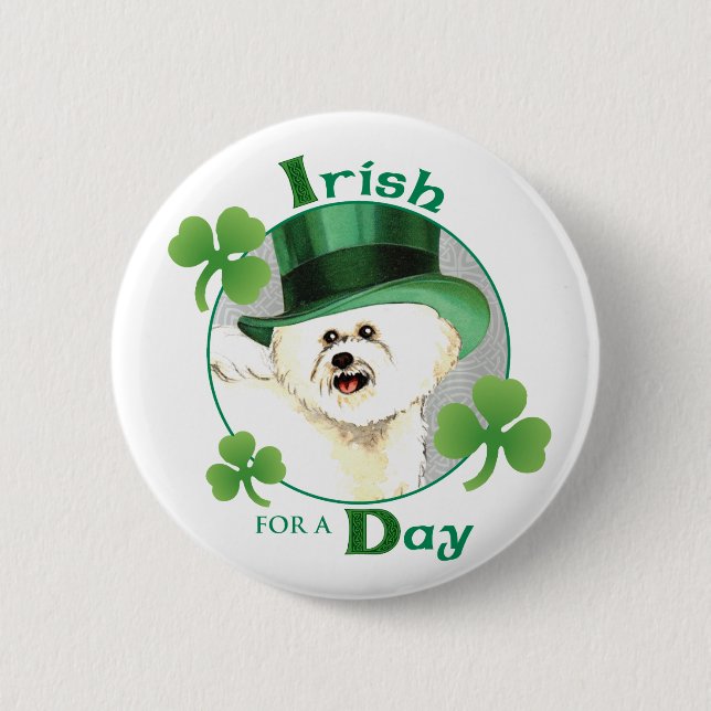 St. Patrick's Day Bichon 6 Cm Round Badge (Front)