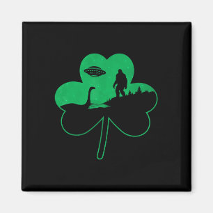 St Patricks Day Bigfoot Nessie Ufo Alien Shamrock  Magnet