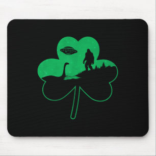 St Patricks Day Bigfoot Nessie Ufo Alien Shamrock Mouse Pad