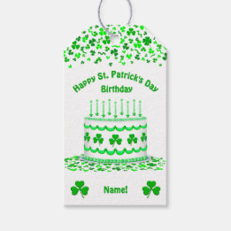 St Patrick's Day Birthday Cake Custom Candles Gift Tags