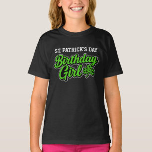 St Patricks Day Birthday Girl Leopard Shamrock  T-Shirt
