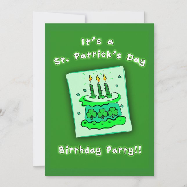 St Patricks Day Birthday Party Custom Invitations (Front)