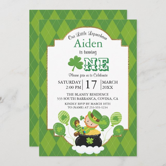 St. Patrick's Day Birthday Party Invitation (Front/Back)