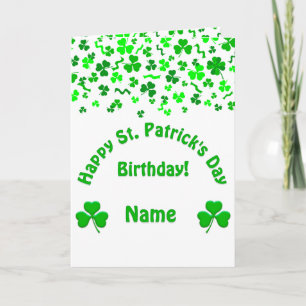 St Patrick's Day Birthday Shamrocks Personalised Card