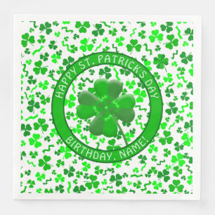 St Patrick's Day Birthday Shamrocks Personalised Napkin