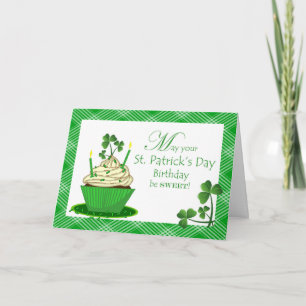 St. Patrick's Day Birthday with Cupcake Card