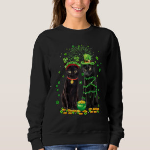 St Patricks Day Black Cat Leprechaun Shamrock Funn Sweatshirt