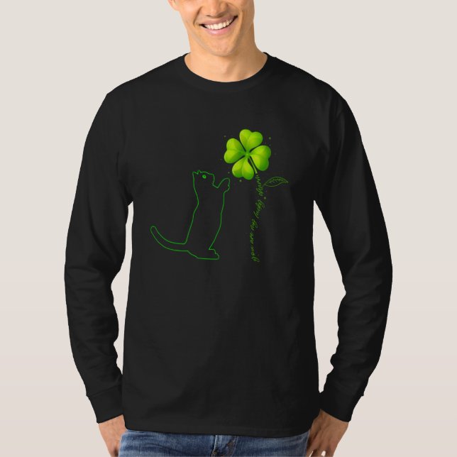 St Patricks Day Black Cat My Lucky Charm Shamrock  T-Shirt (Front)