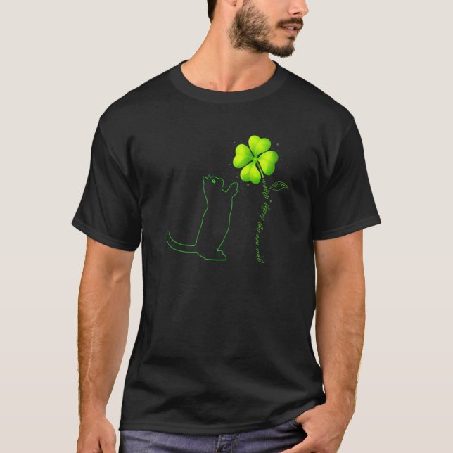 St Patricks Day Black Cat My Lucky Charm Shamrock  T-Shirt (Front)