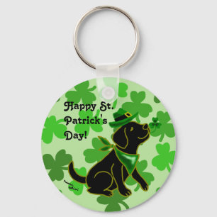 St. Patrick's Day Black Labrador Key Ring