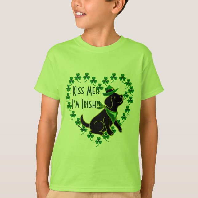 St. Patrick's Day Black Labrador T-Shirt (Front)