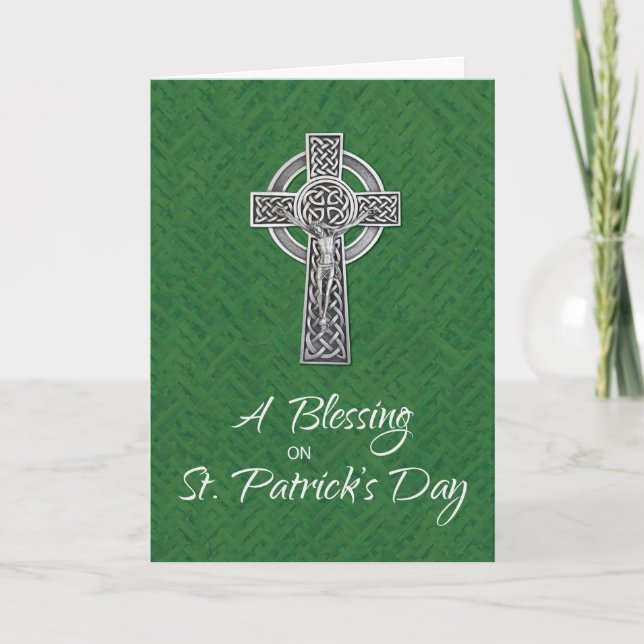 St. Patricks Day Blessing Irish Crucifix Card (Front)