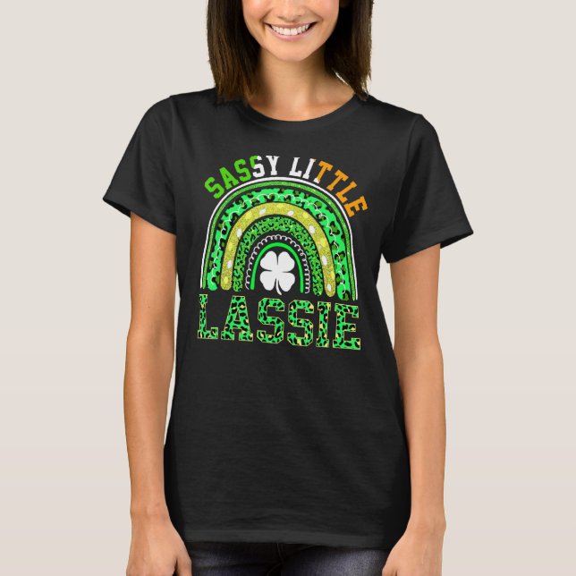 St Patricks Day Boho Leopard Rainbow Sassy Little  T-Shirt (Front)