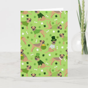 St. Patrick's Day  Border Terrier Holiday Card