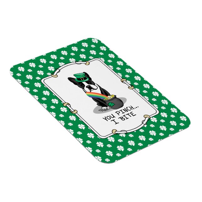 St. Patrick's Day Boston Terrier Dog (black) Cute Magnet (Right Side)