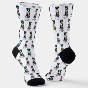 St. Patrick's Day Boston Terrier Dog (black) Cute Socks