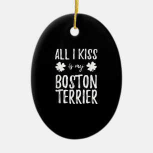 St Patricks Day Boston Terrier Dog Mum Funny Irish Ceramic Tree Decoration