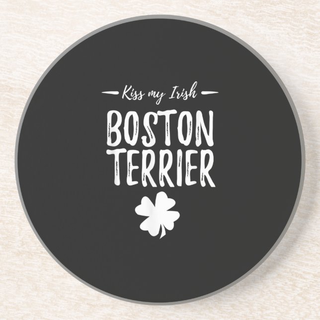 St Patricks Day Boston Terrier Dog Mum Funny Irish Coaster (Front)