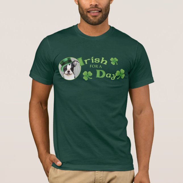 St. Patrick's Day Boston Terrier T-Shirt (Front)