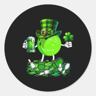 St. Patrick's Day Bowling Drinking Beer Lover Play Classic Round Sticker