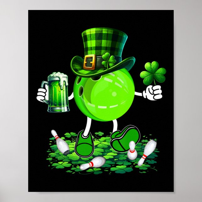St. Patrick's Day Bowling Drinking Beer Lover Play Poster (Front)