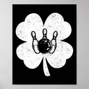 St Patrick's Day Bowling Irish Shamrock Bowling Lo Poster