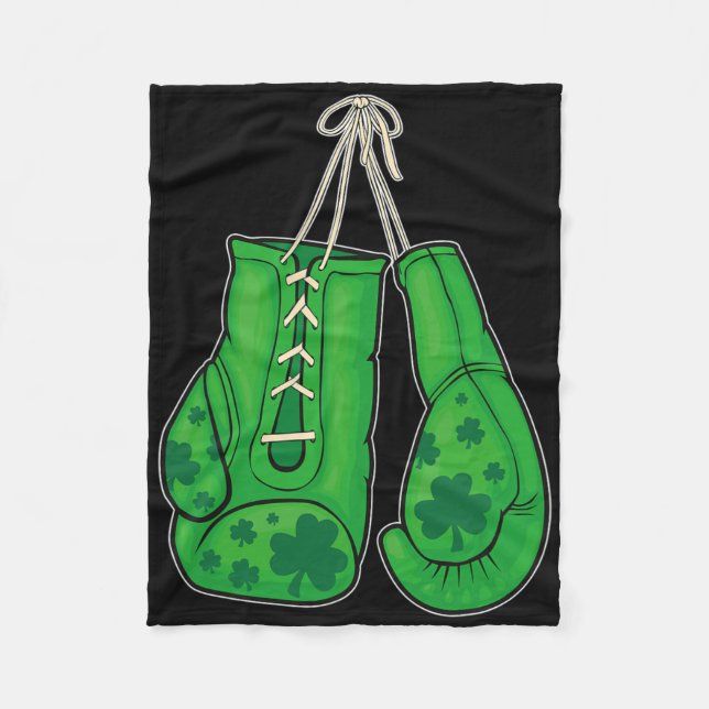 St Patricks Day Boxing Gloves Green Lucky Shamrock Fleece Blanket (Front)