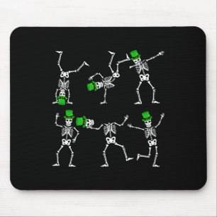 St Patrick's Day Boys Kids Dancing Skeleton Hat Le Mouse Pad