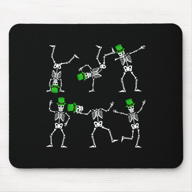 St Patrick's Day Boys Kids Dancing Skeleton Hat Le Mouse Pad (Front)