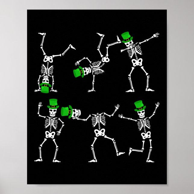 St Patrick's Day Boys Kids Dancing Skeleton Hat Le Poster (Front)
